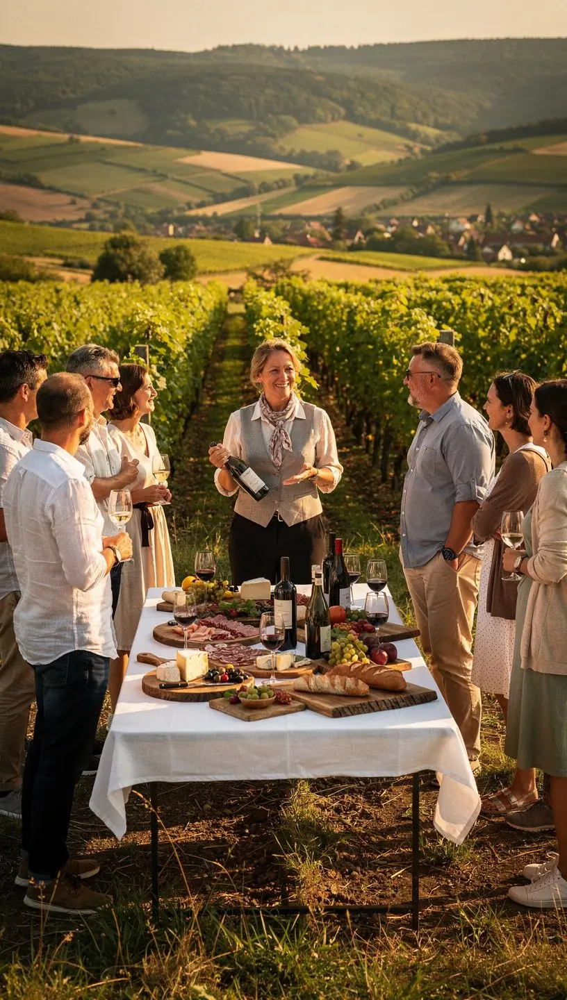 O atmosferă vibrantă la o târg de produse alimentare, cu oameni care socializează.